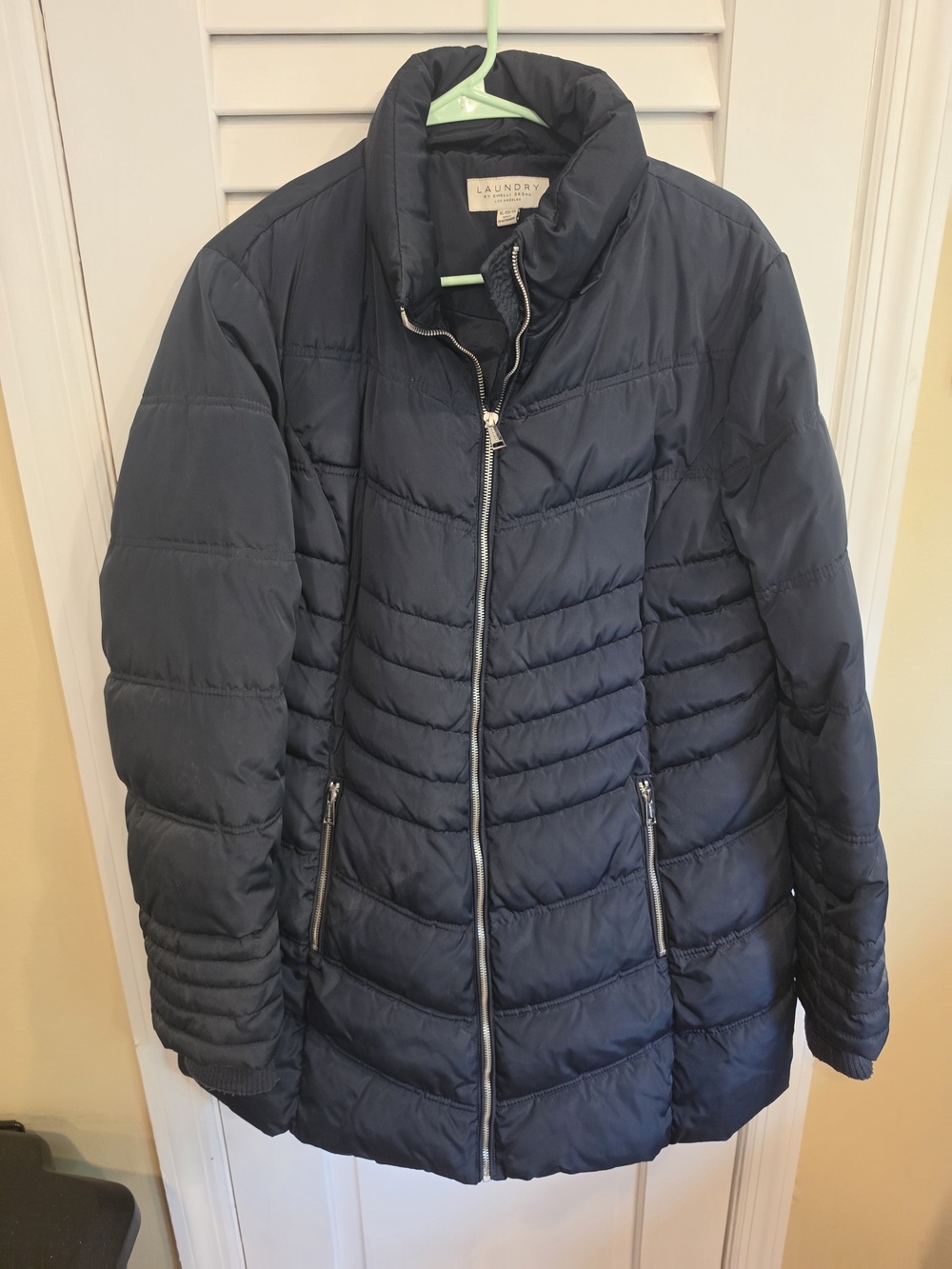 Laundry By Shelli Segal Women's Dark Navy Quilted Puffer Coat XL